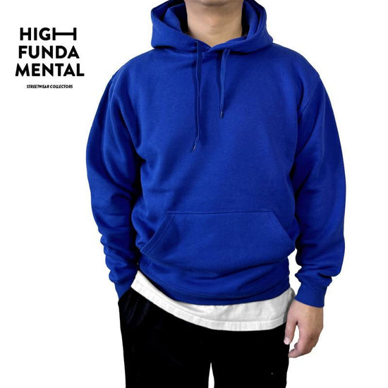 Stay Cozy and Stylish: The HIGHFUNDAMENTAL Men's Plain Fleece Pullover Hoodie