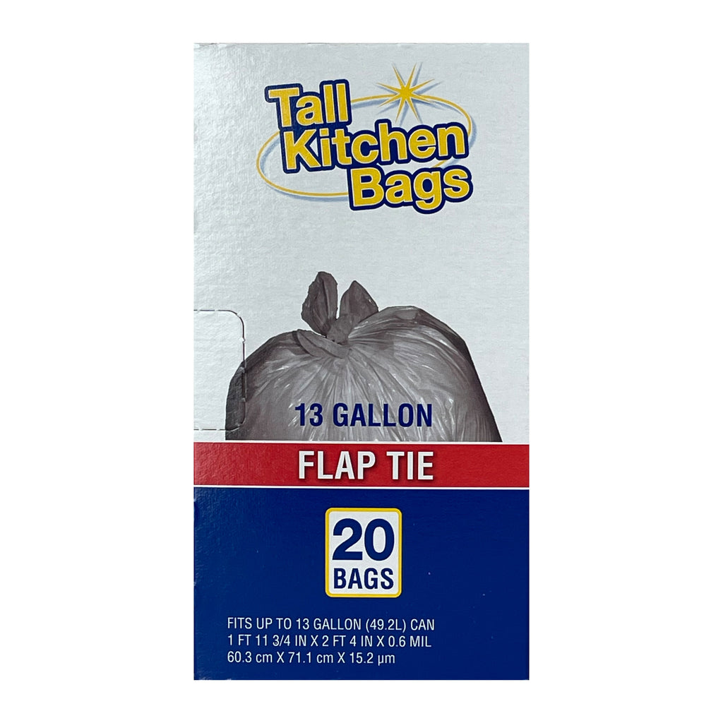 Revolutionary 13-Gallon Flap Tie Kitchen Trash Bags - 20 Durable, Leakproof Bags for Effortless Waste Management