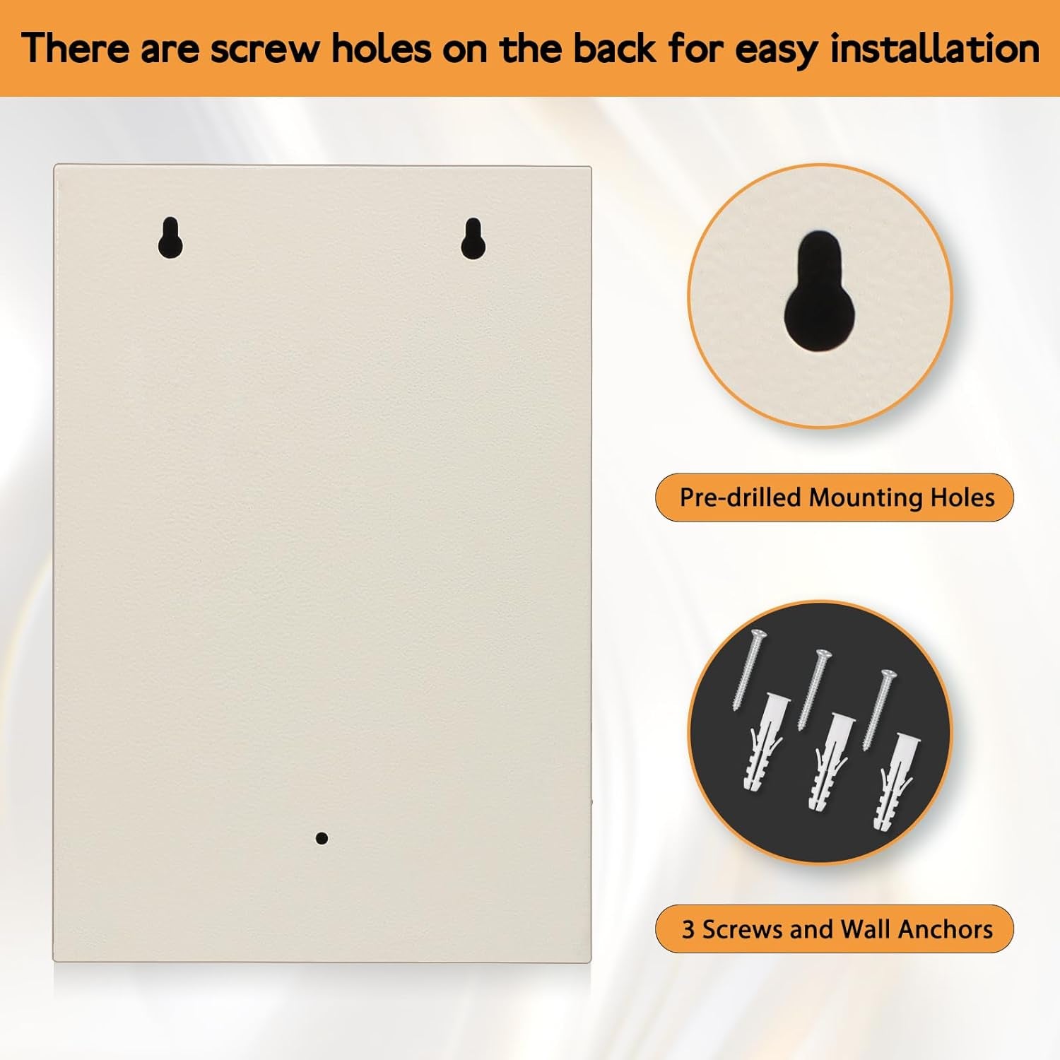 Key Storage Lock Box with Code, Locking Key Cabinet, 40 Key Holder Wall Mount with Combination Lock, Hooks & Tags Labels for Home, Office, Business, 2.5" D X 8.1" W X 12.1" H, White