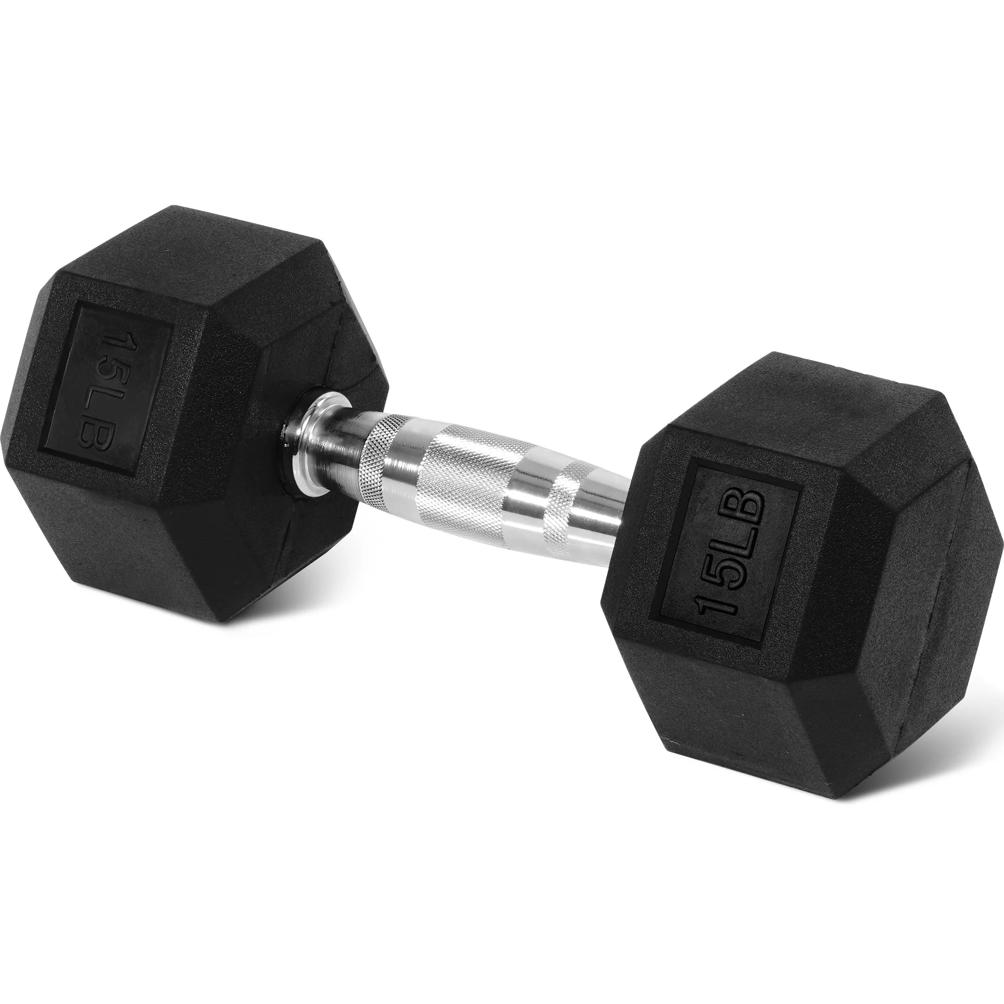 Elevate Your Workout with the 15 lb Rubber Encased Hex Dumbbell - Perfect for Strength Training and Muscle Building