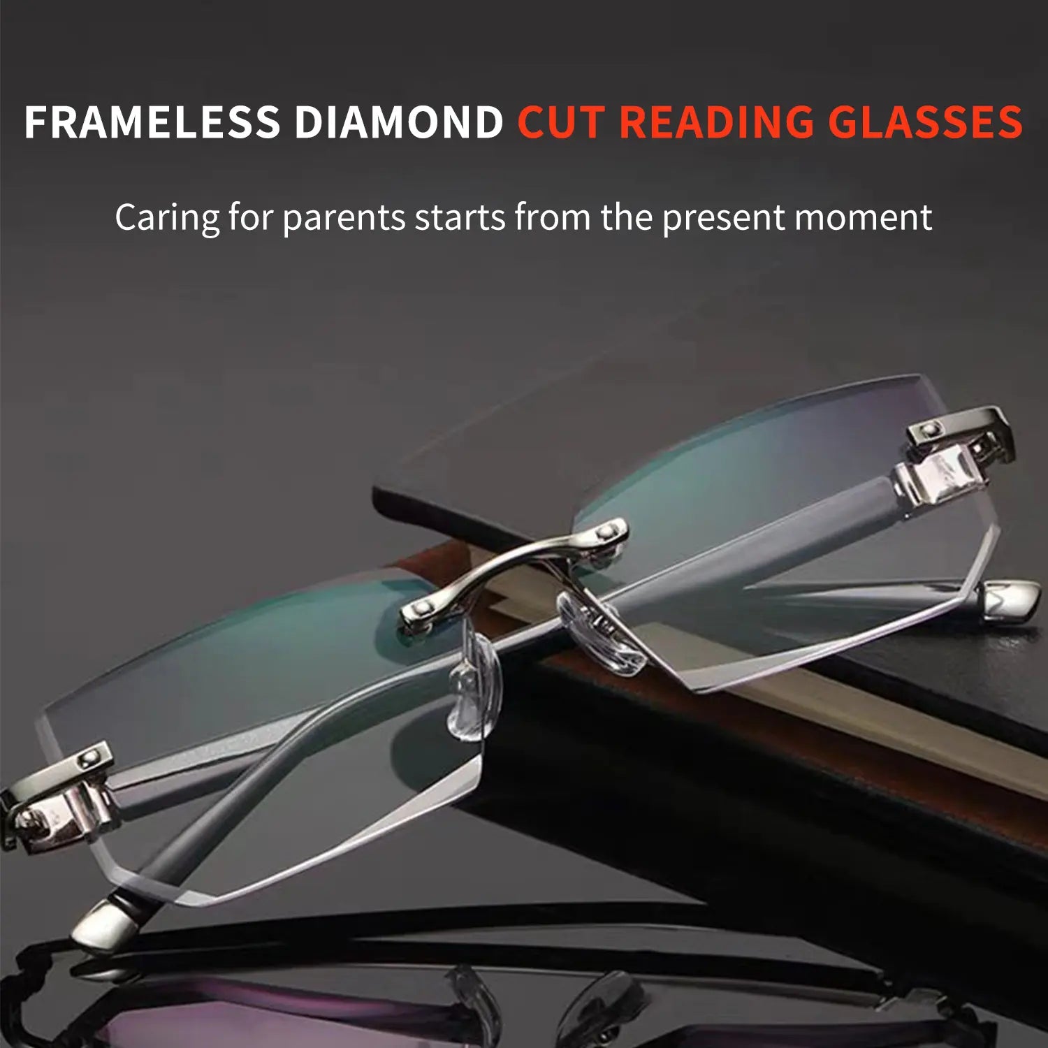 2-Pack HD Frameless anti Blue Light Reading Glasses – Diamond Cut Edge, Anti-Fatigue & UV Protection, Unisex Eyewear for Computer Gaming & Daily Use