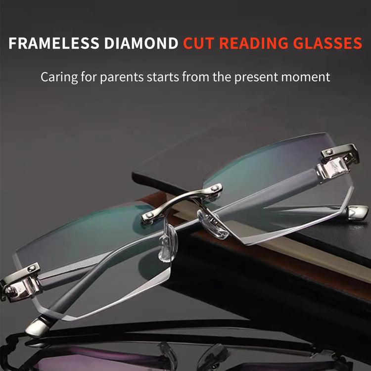 2-Pack HD Frameless anti Blue Light Reading Glasses – Diamond Cut Edge, Anti-Fatigue & UV Protection, Unisex Eyewear for Computer Gaming & Daily Use