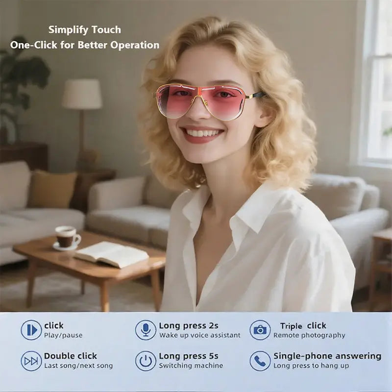 2026 New Smart Wireless Audio Glasses, Uv-Resistant Smart Glasses, Waterproof Glasses, Glasses That Can Answer Calls and Play Music, Glasses That Are Universal for Men and Women, Suitable for Leisure Sports and Running