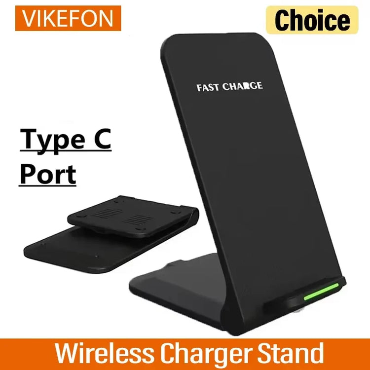 Wireless Charger Stand Pad for Iphone 17 16 15 14 13 12 Pro XR 8 X XS Max Samsung Xiaomi Induction Fast Charging Dock Station