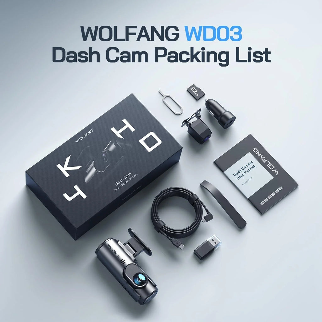 Experience Unmatched Clarity with Our Dual Dash Camera: 4K Front & 1080P Rear, 3" IPS Screen, 170° Wide Angle, Night Vision, G-Sensor & Loop Recording