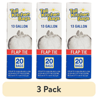 Revolutionary 13-Gallon Flap Tie Kitchen Trash Bags - 20 Durable, Leakproof Bags for Effortless Waste Management