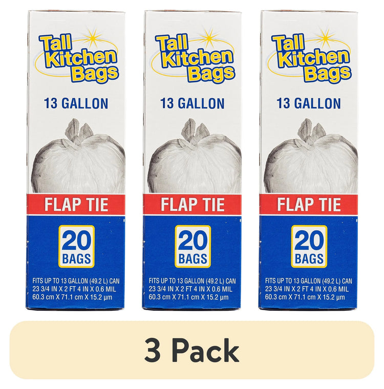 Revolutionary 13-Gallon Flap Tie Kitchen Trash Bags - 20 Durable, Leakproof Bags for Effortless Waste Management