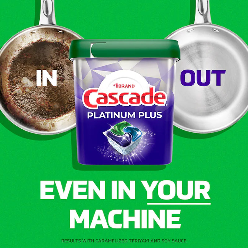 Experience Sparkling Clean Dishes with Cascade Platinum Plus 21-Count Fresh Scent Dishwasher Detergent