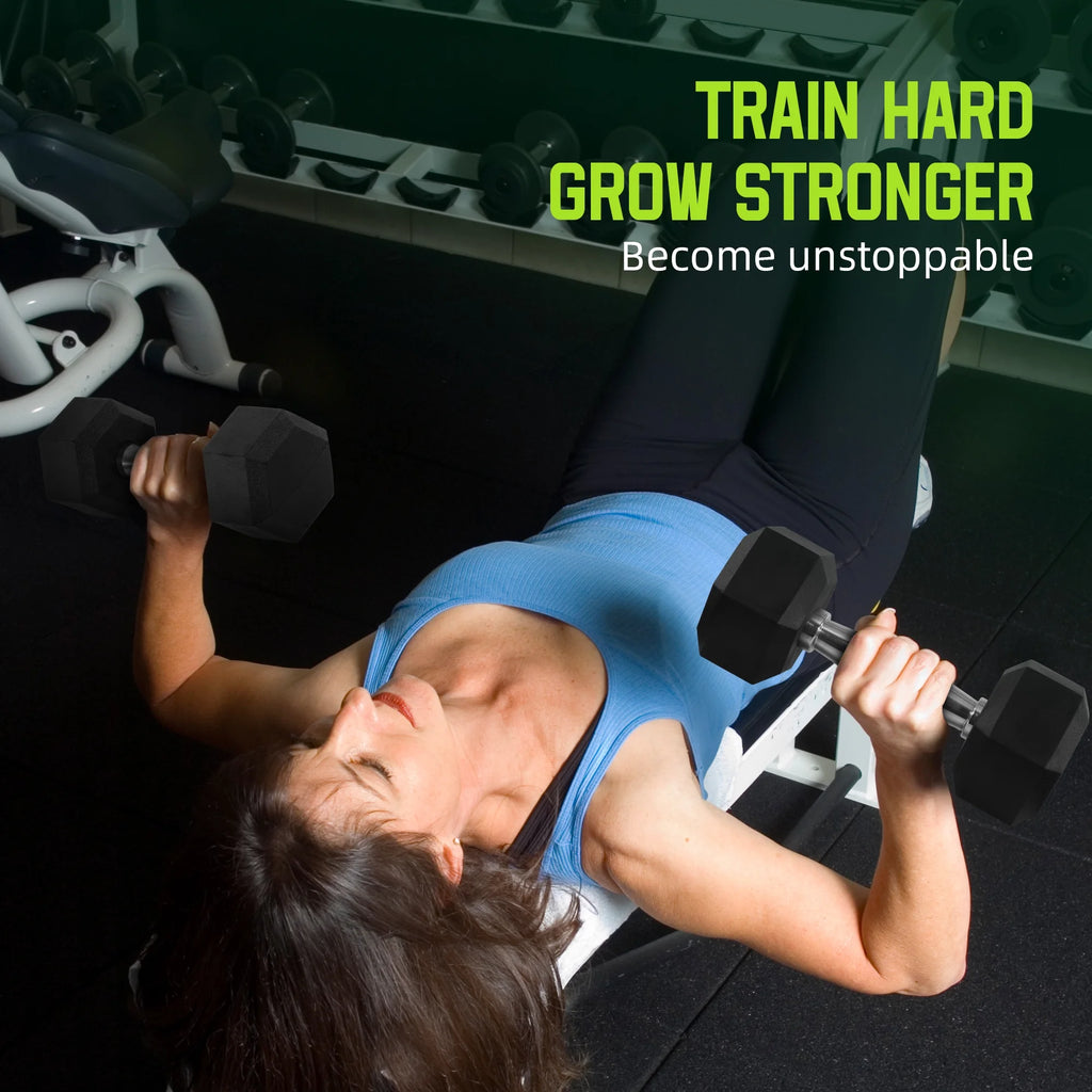 Elevate Your Workout with the 15 lb Rubber Encased Hex Dumbbell - Perfect for Strength Training and Muscle Building