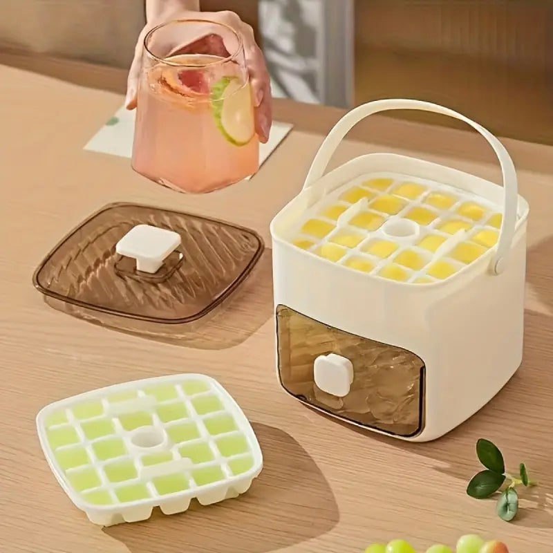 Portable 48 Cube Double-Deck Ice Maker - Effortless Freezing for Refreshing Summer Drinks and DIY Frozen Treats!