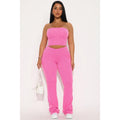 Reya Ribbed Pant Set - Pink