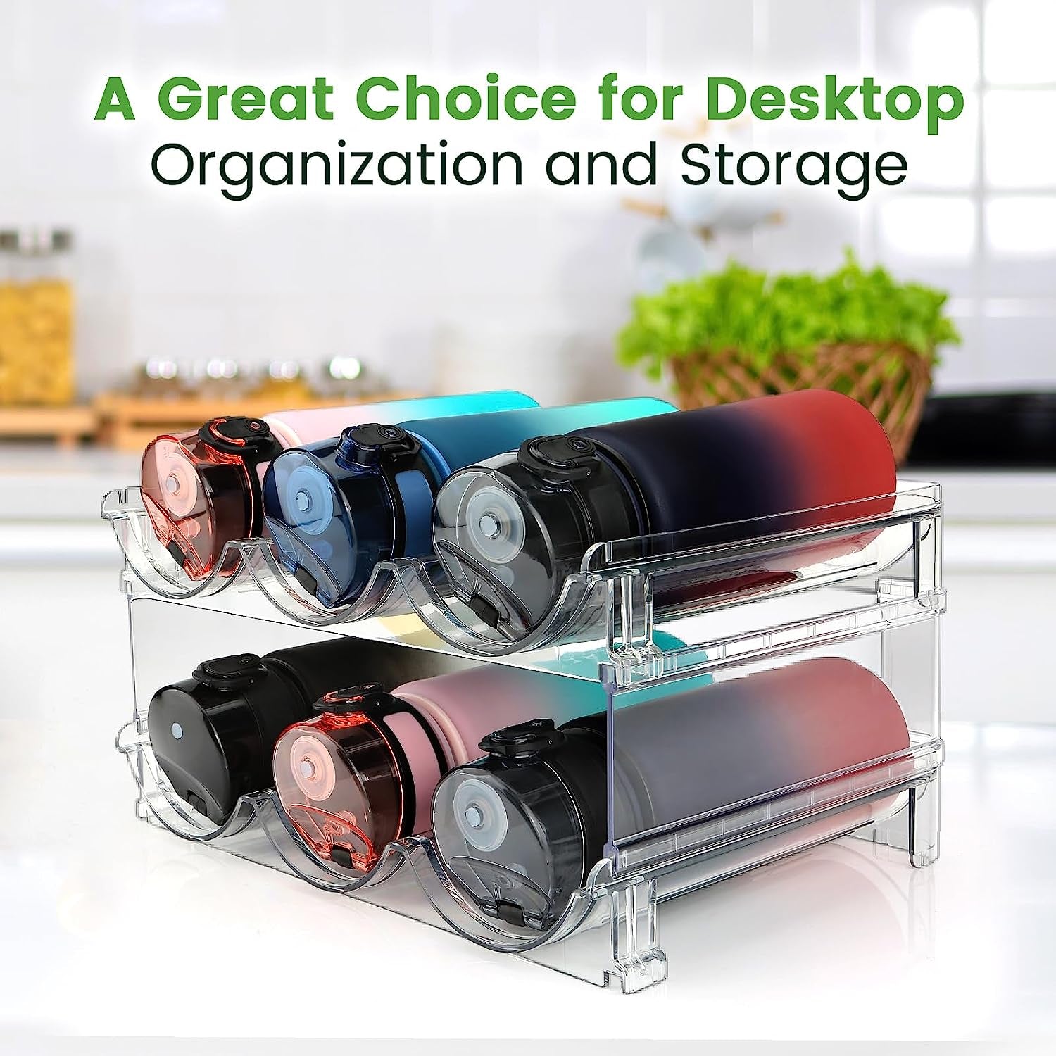 Maximize Your Space with the 2 Pack Stackable Water Bottle Storage Organizer