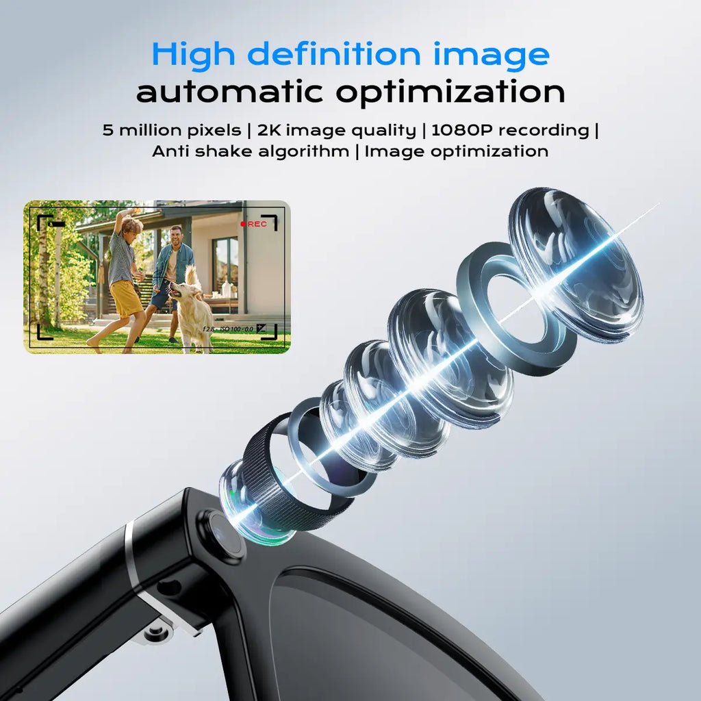 Smart Al Camera Glasses, 8MP Hands-Free Video & Photorecording, Real-Time Translation (160+ Languages),Photochromic UV Protection Lenses, Bluetooth Wearable Glasses for Travel & Outdoor