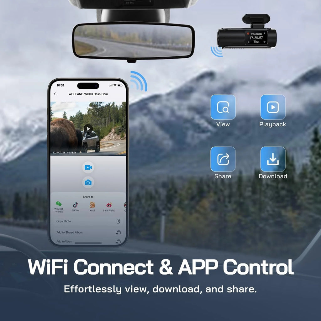 Experience Unmatched Clarity with Our Dual Dash Camera: 4K Front & 1080P Rear, 3" IPS Screen, 170° Wide Angle, Night Vision, G-Sensor & Loop Recording