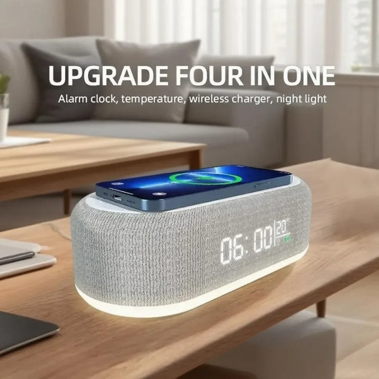 15W Wireless Chargers Pad Stand Alarm Bedroom Lamp Night Light Desktop Clock Temperature Thermometer Phone Fast Charging Dock