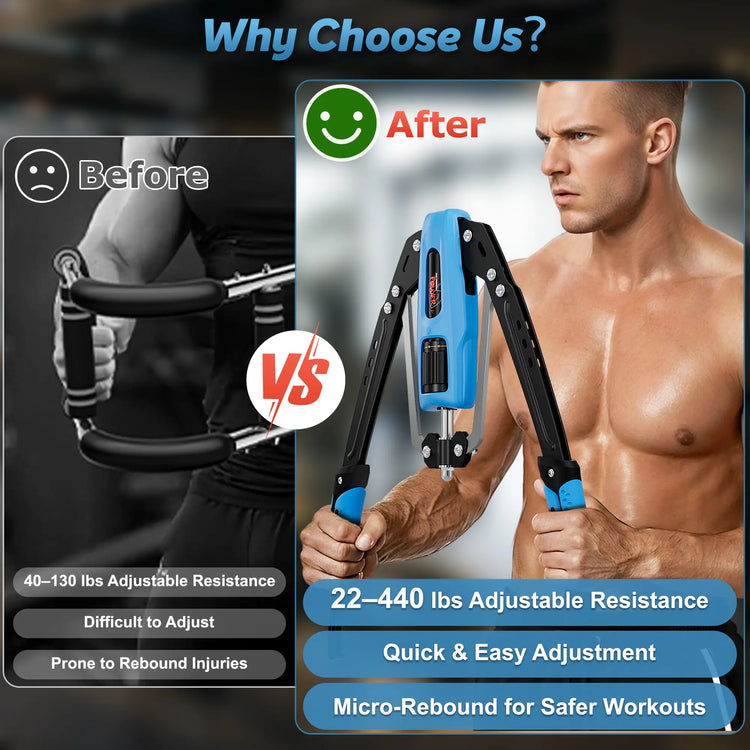 Transform Your Upper Body with the Twister Arm Trainer - Adjustable Hydraulic Power from 22 to 440 lbs for Ultimate Chest Workouts