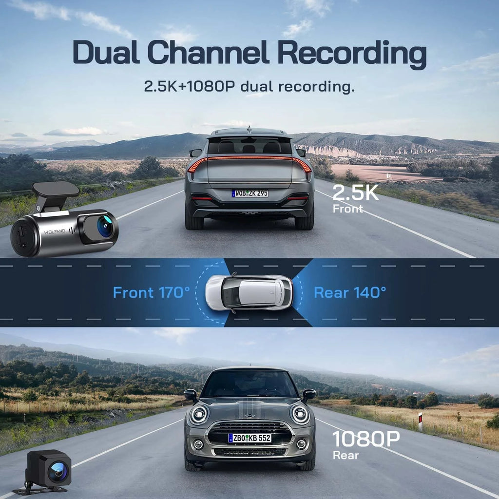 Experience Unmatched Clarity with Our Dual Dash Camera: 4K Front & 1080P Rear, 3" IPS Screen, 170° Wide Angle, Night Vision, G-Sensor & Loop Recording