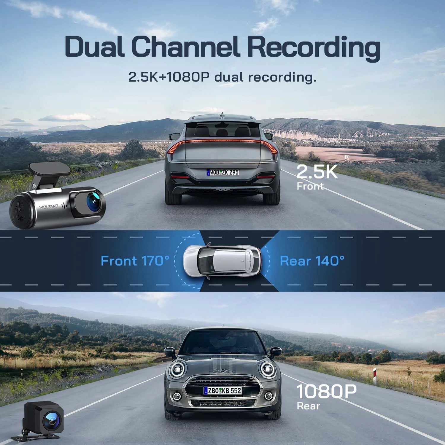 Experience Unmatched Clarity with Our Dual Dash Camera: 4K Front & 1080P Rear, 3" IPS Screen, 170° Wide Angle, Night Vision, G-Sensor & Loop Recording