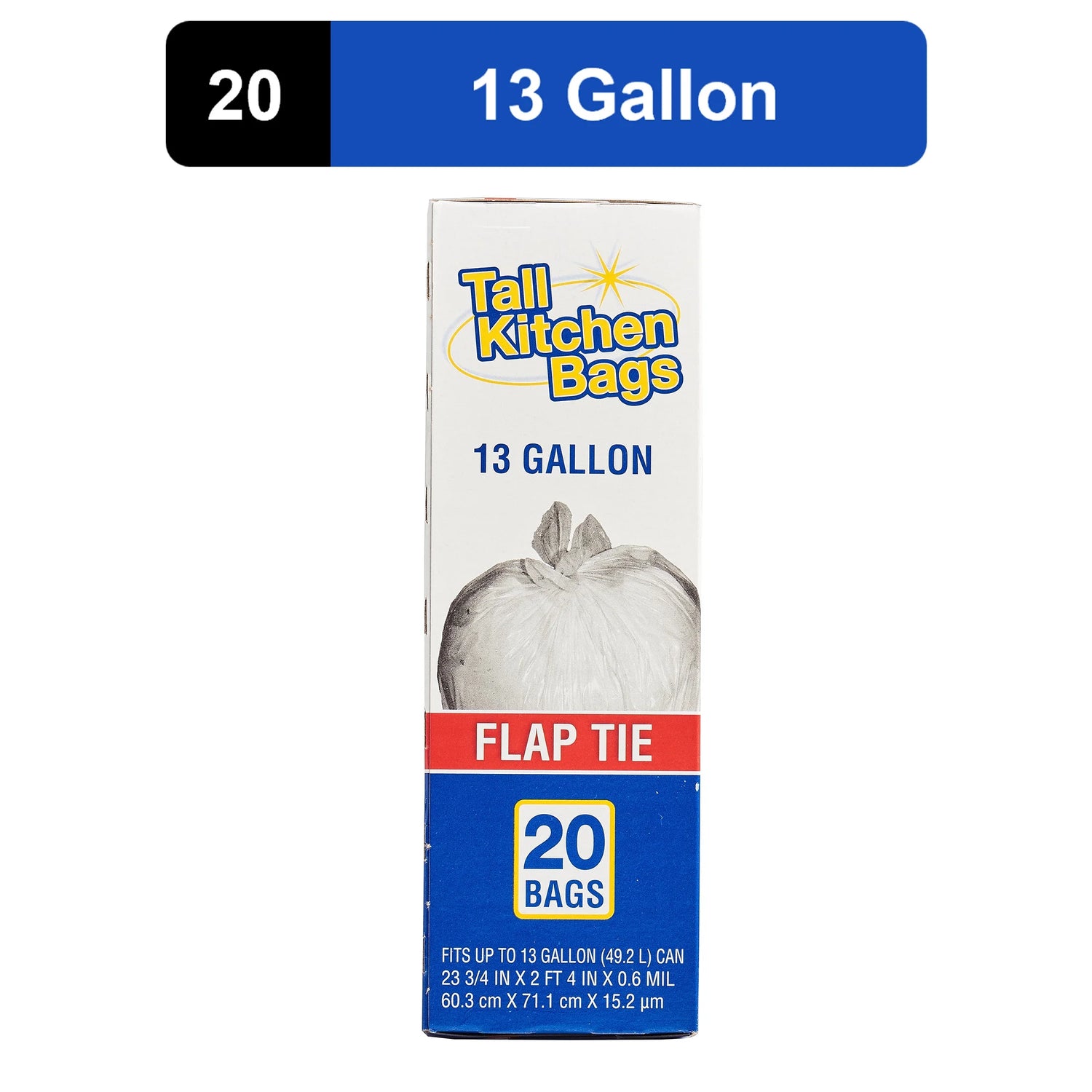 Revolutionary 13-Gallon Flap Tie Kitchen Trash Bags - 20 Durable, Leakproof Bags for Effortless Waste Management