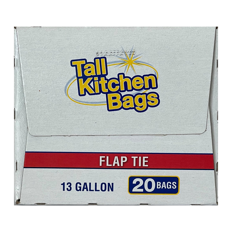 Revolutionary 13-Gallon Flap Tie Kitchen Trash Bags - 20 Durable, Leakproof Bags for Effortless Waste Management