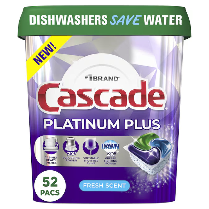 Experience Sparkling Clean Dishes with Cascade Platinum Plus 21-Count Fresh Scent Dishwasher Detergent