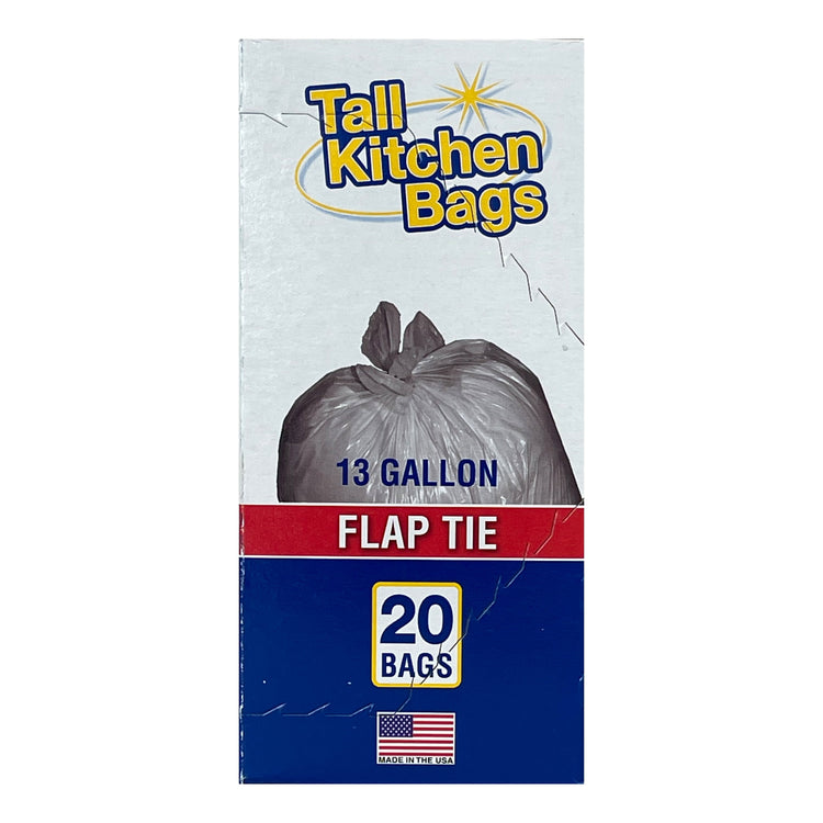 Revolutionary 13-Gallon Flap Tie Kitchen Trash Bags - 20 Durable, Leakproof Bags for Effortless Waste Management