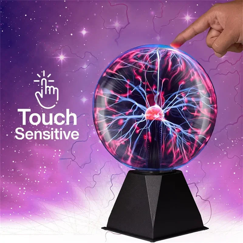 Illuminate Your Space with the 8-Inch Magic Plasma Ball Lamp - A Touch-Sensitive LED Night Light Perfect for Kids' Birthdays and Festive Decor