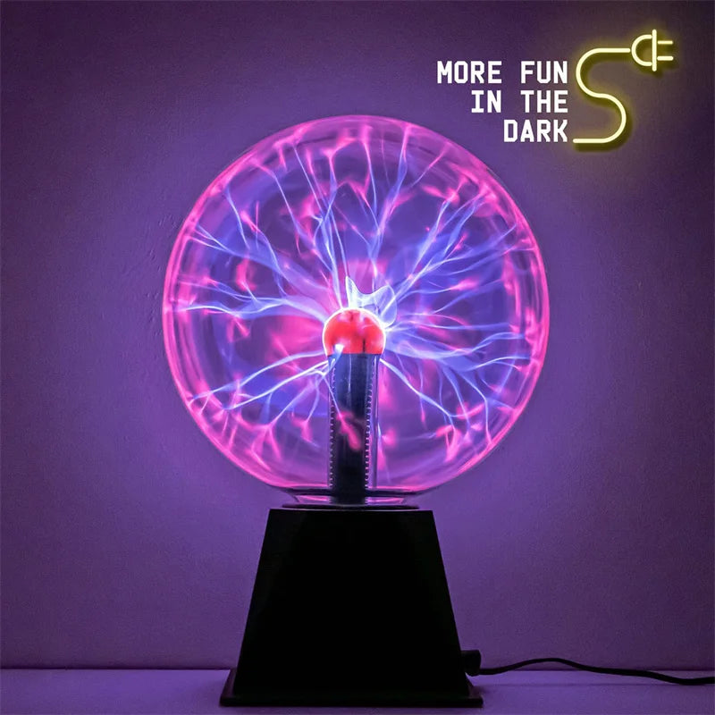Illuminate Your Space with the 8-Inch Magic Plasma Ball Lamp - A Touch-Sensitive LED Night Light Perfect for Kids&