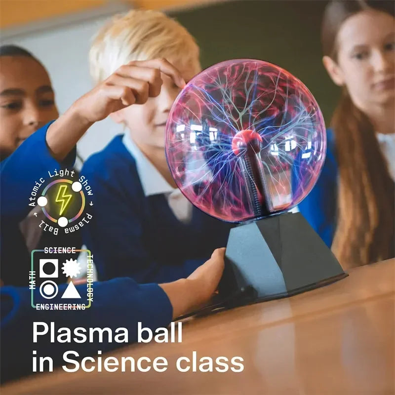 Illuminate Your Space with the 8-Inch Magic Plasma Ball Lamp - A Touch-Sensitive LED Night Light Perfect for Kids' Birthdays and Festive Decor