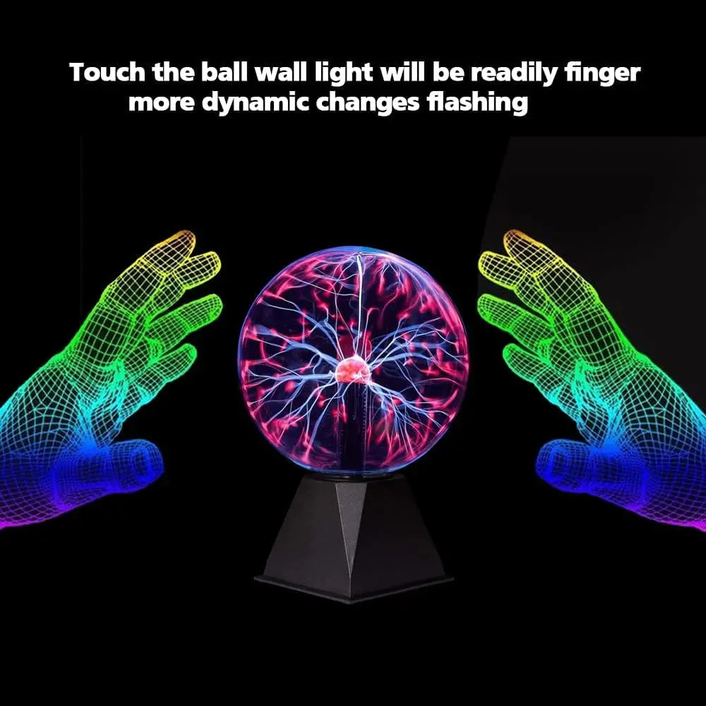 Illuminate Your Space with the 8-Inch Magic Plasma Ball Lamp - A Touch-Sensitive LED Night Light Perfect for Kids&