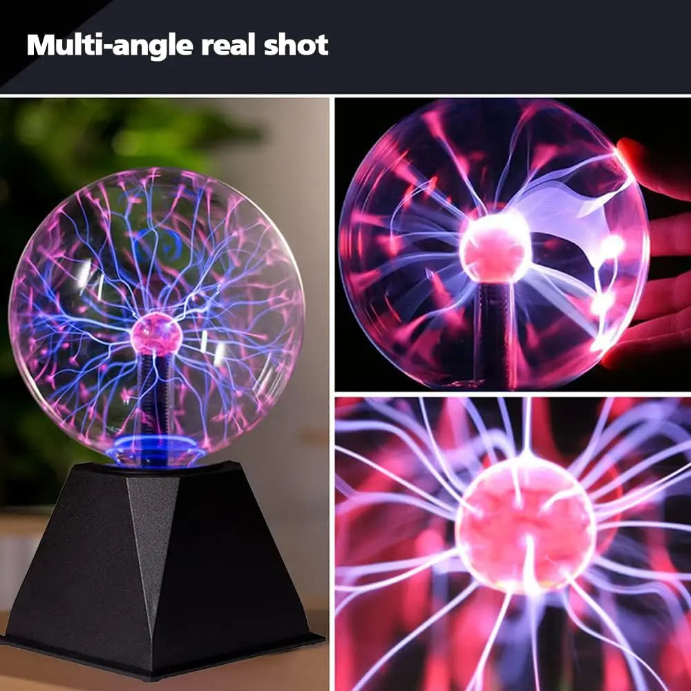 Illuminate Your Space with the 8-Inch Magic Plasma Ball Lamp - A Touch-Sensitive LED Night Light Perfect for Kids&