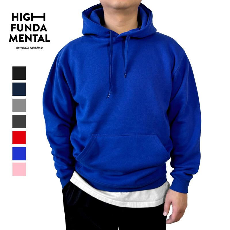 HIGHFUNDAMENTAL Men'S Plain Fleece Pullover Hoodie HFM Casual Hooded Pullover Hoodied Sweatshirt Active Soft Unisex Casual Cotton Polyester (XS to 3XL)