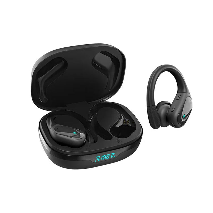 True Wireless Headphones TWS Bluetooth Earbuds Headsets Deep Bass Earphones Mic LED Power Display for Sport Workout Running Gym