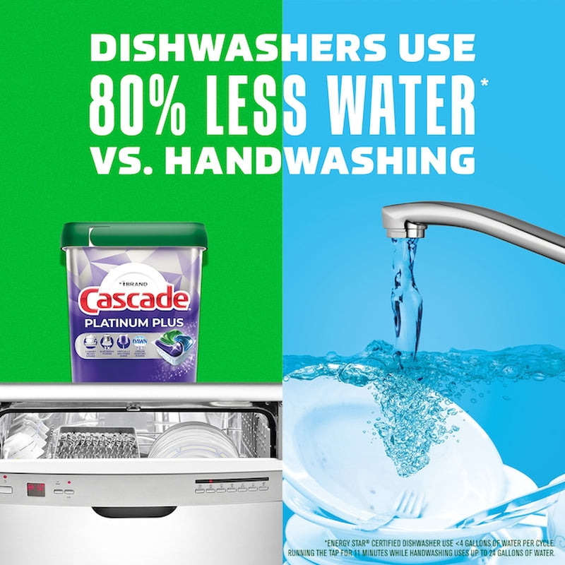 Experience Sparkling Clean Dishes with Cascade Platinum Plus 21-Count Fresh Scent Dishwasher Detergent