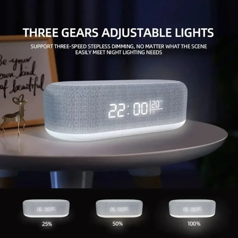 15W Wireless Chargers Pad Stand Alarm Bedroom Lamp Night Light Desktop Clock Temperature Thermometer Phone Fast Charging Dock