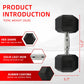 Rubber Encased Hex Dumbbell, 20 Lb, Single, Black