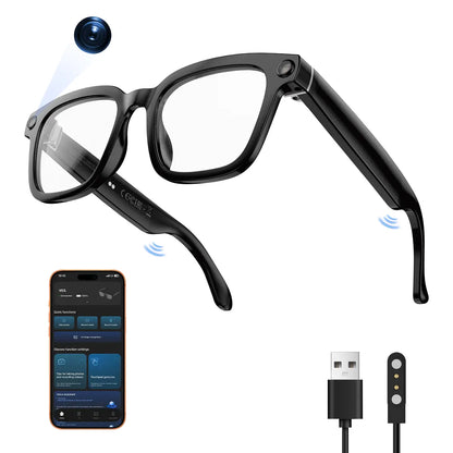 Smart Al Camera Glasses, 8MP Hands-Free Video & Photorecording, Real-Time Translation (160+ Languages),Photochromic UV Protection Lenses, Bluetooth Wearable Glasses for Travel & Outdoor