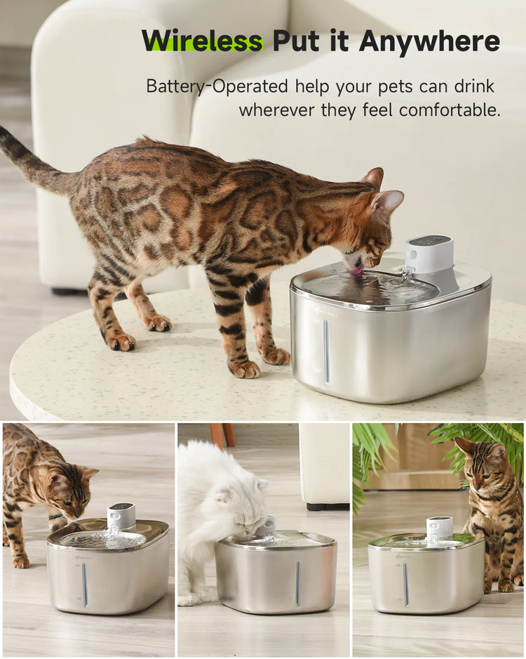4L Wireless Cat Water Fountain with Auto Sensor - Perfect Pet Water Dispenser for Cats and Dogs