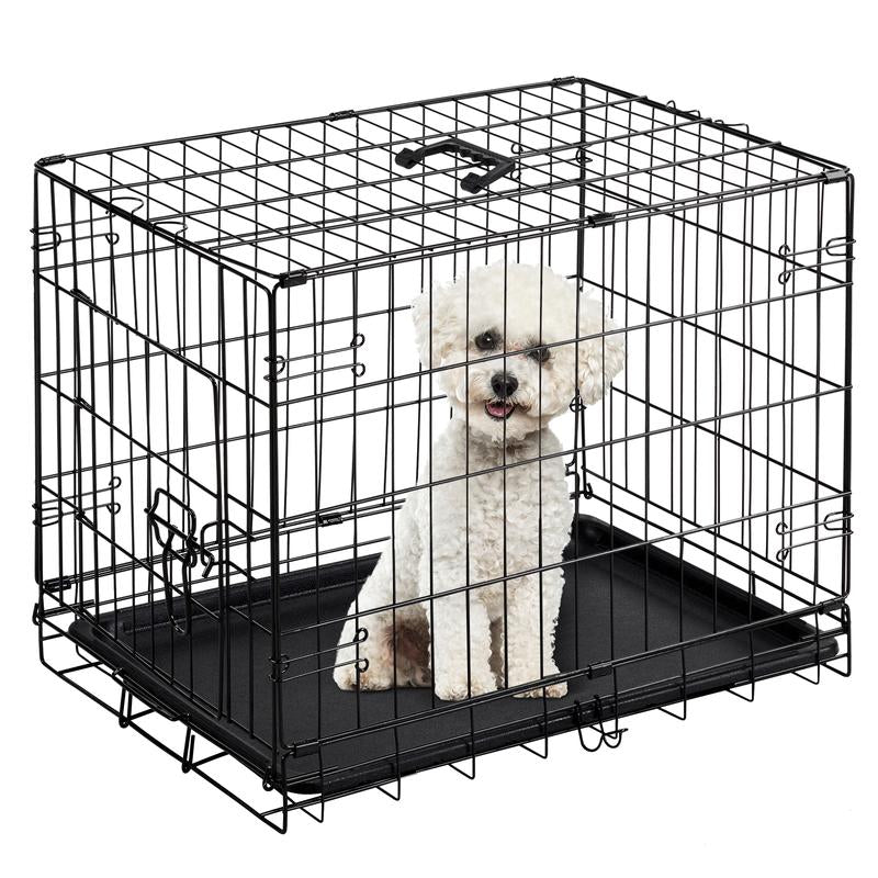 Premium 24/30 Inch Single Door Dog Crate - Sturdy Metal Pet Kennel with Secure Lock, Collapsible Design, and Easy-Clean Removable Tray for Travel and Home Use