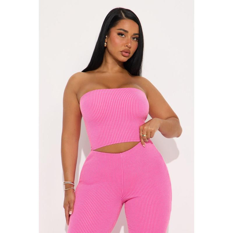 Reya Ribbed Pant Set - Pink