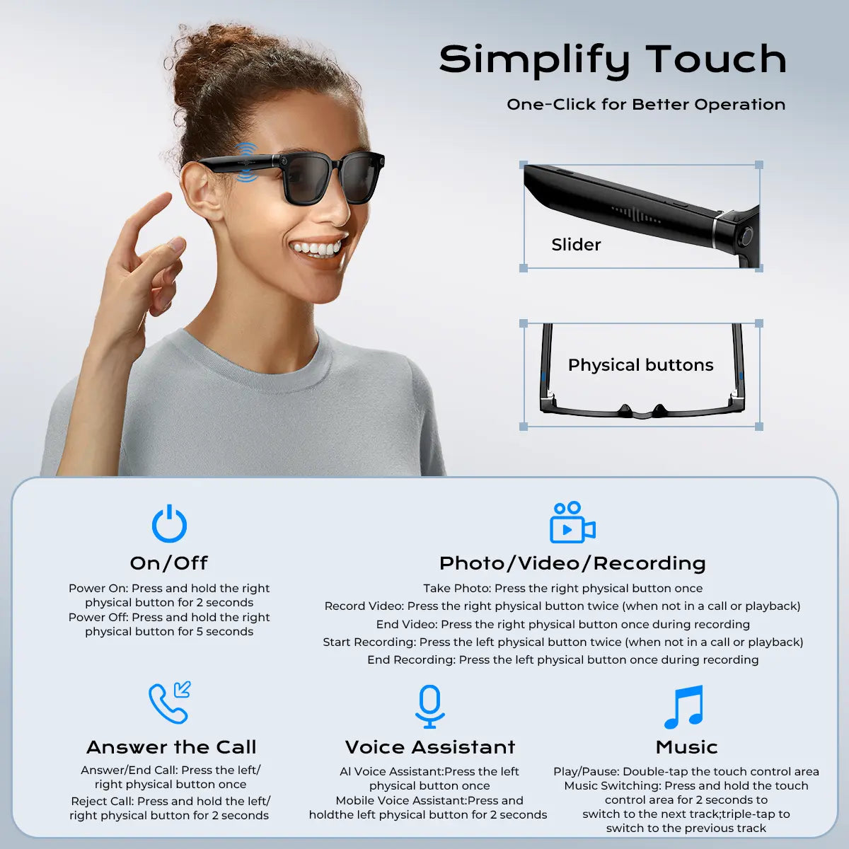 Smart Al Camera Glasses, 8MP Hands-Free Video & Photorecording, Real-Time Translation (160+ Languages),Photochromic UV Protection Lenses, Bluetooth Wearable Glasses for Travel & Outdoor