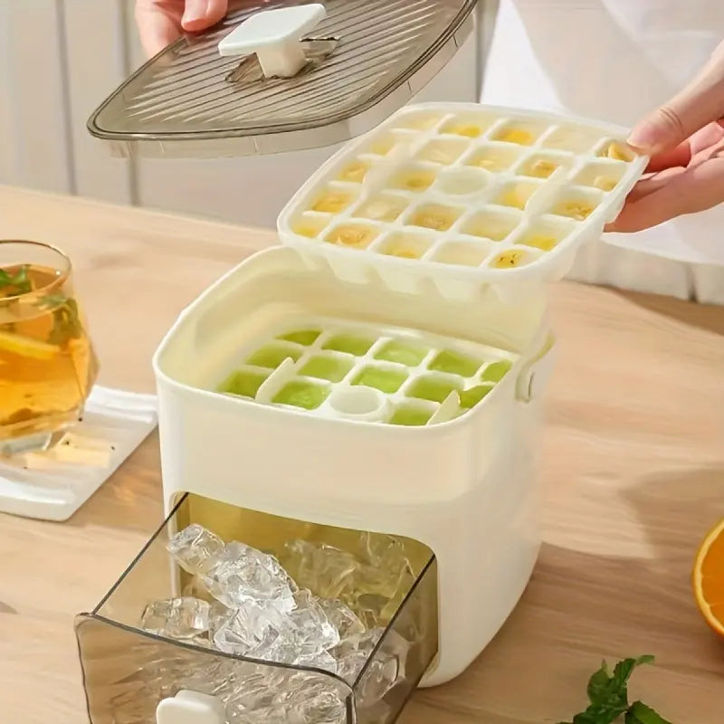 Portable 48 Cube Double-Deck Ice Maker - Effortless Freezing for Refreshing Summer Drinks and DIY Frozen Treats!