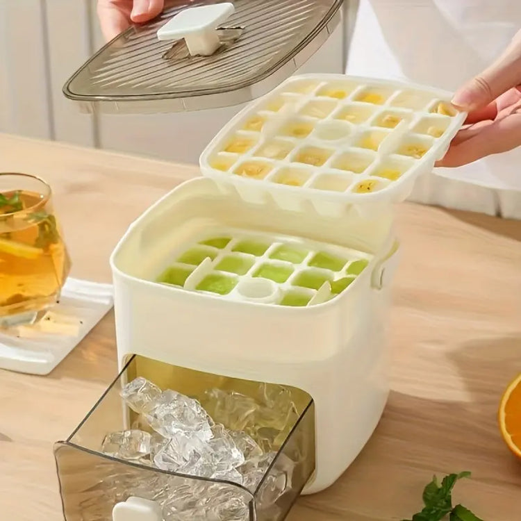 Portable 48 Cube Double-Deck Ice Maker - Effortless Freezing for Refreshing Summer Drinks and DIY Frozen Treats!