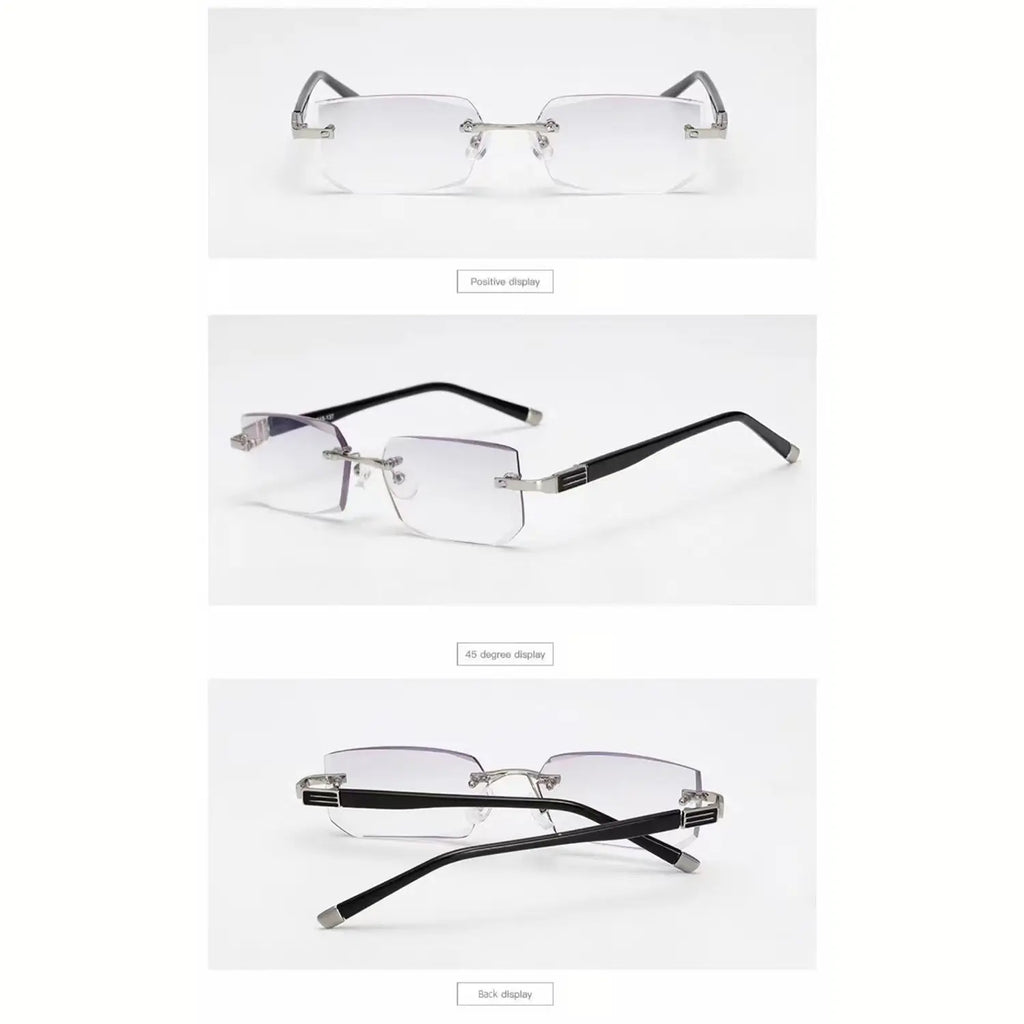 2-Pack HD Frameless anti Blue Light Reading Glasses – Diamond Cut Edge, Anti-Fatigue & UV Protection, Unisex Eyewear for Computer Gaming & Daily Use