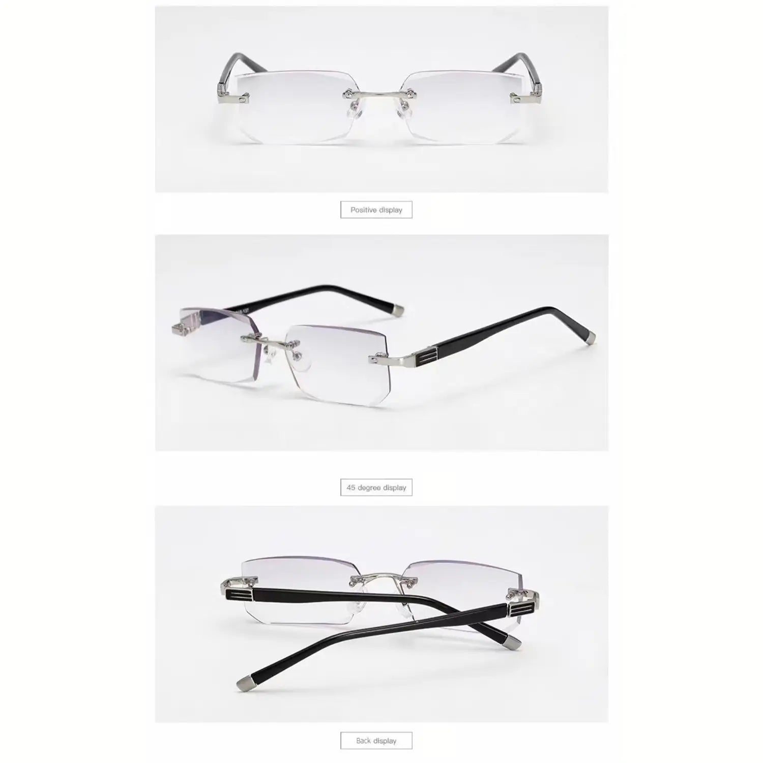 2-Pack HD Frameless anti Blue Light Reading Glasses – Diamond Cut Edge, Anti-Fatigue & UV Protection, Unisex Eyewear for Computer Gaming & Daily Use