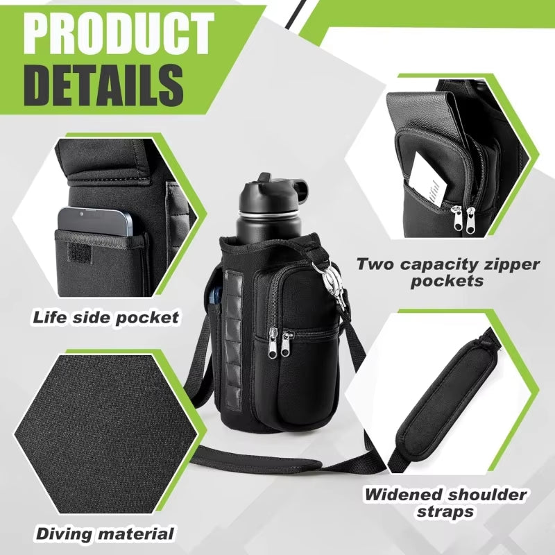 Elevate Your Workout with the Magnetic Water Bottle Holder - Convenient Carrier Bag with Phone Pocket and 6 Strong Magnets