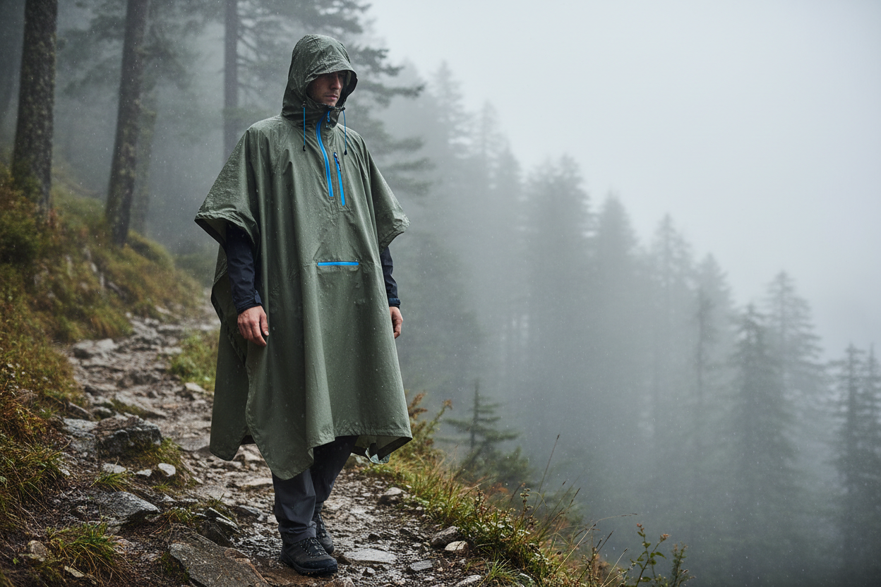 Stay Dry Anywhere: QIANQUHUI Lightweight Waterproof Rain Poncho for Hiking, Camping, and Emergencies
