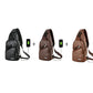 Brown Faux Leather Usb Charging Chest Messenger Bag