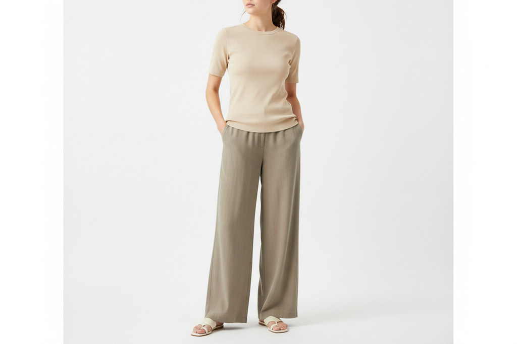 Women'S Solid Shortsleeve Crewneck Ribbed Top & Wide Leg Pants Minimalist Casual Fitted Fashion Cozy Top & Trousers for Daily Outdoor Wear Ladies Clothes for Summer Womenswear Yoga Clothes Set Black Batwing Suits Suits