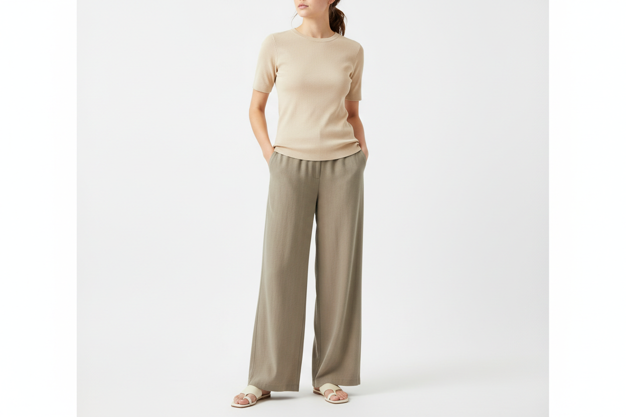 Women'S Solid Shortsleeve Crewneck Ribbed Top & Wide Leg Pants Minimalist Casual Fitted Fashion Cozy Top & Trousers for Daily Outdoor Wear Ladies Clothes for Summer Womenswear Yoga Clothes Set Black Batwing Suits Suits